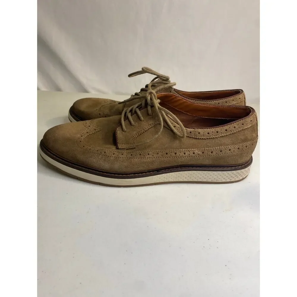 Mens Vince Camuto Brown Suede Wingtip Oxford Dress Shoes VY-EDWYN Size 12 Laces